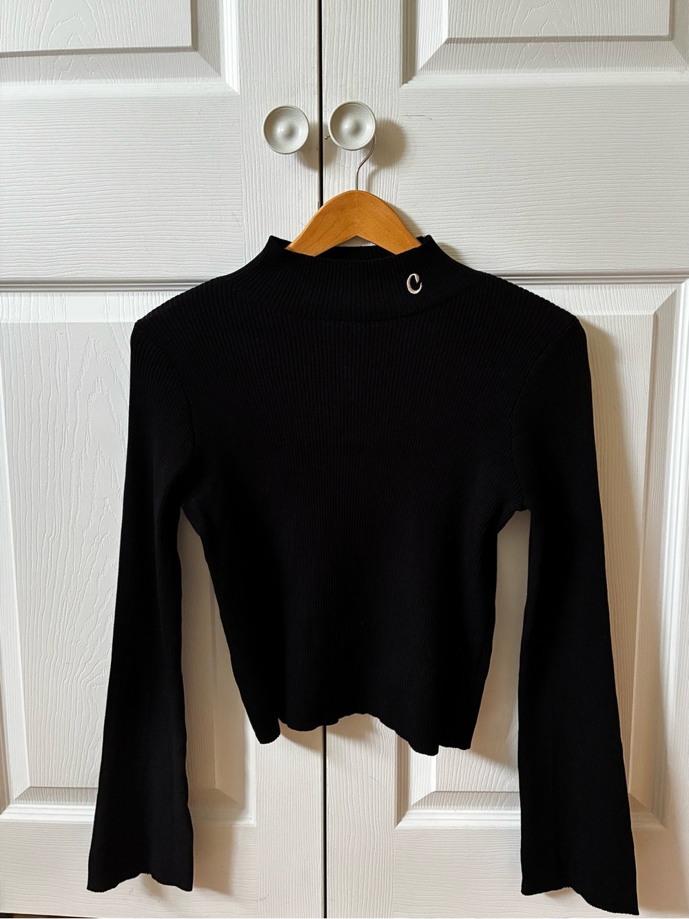 Bell sleeve mock neck top
